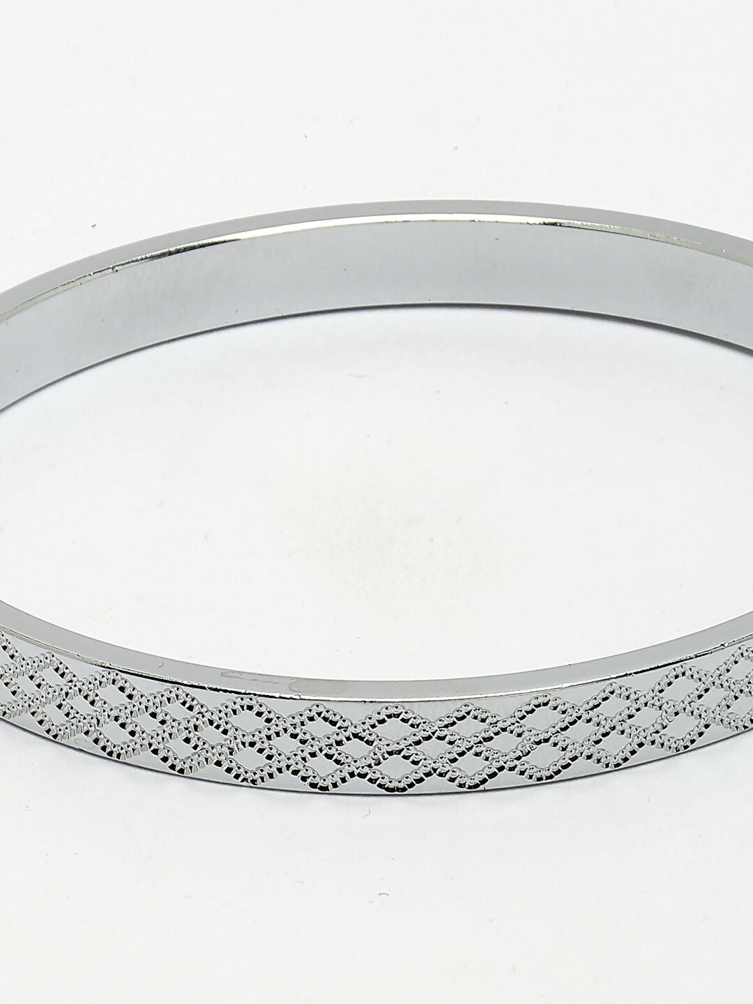 NVR Men's Silver-Plated Stainless Steel Kada Bracelet