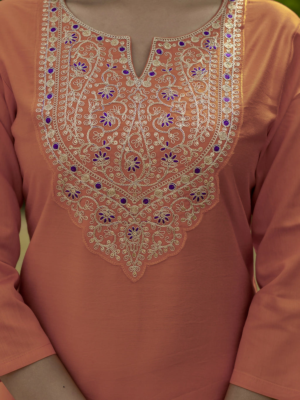 The52 Orange Women's Gorgeous Embroidered Rayon Fabric with Straight Kurta, Pant and Dupatta Set