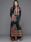 Ahalyaa Women Floral Printed Gotta Patti Velvet Kurta - Green Color