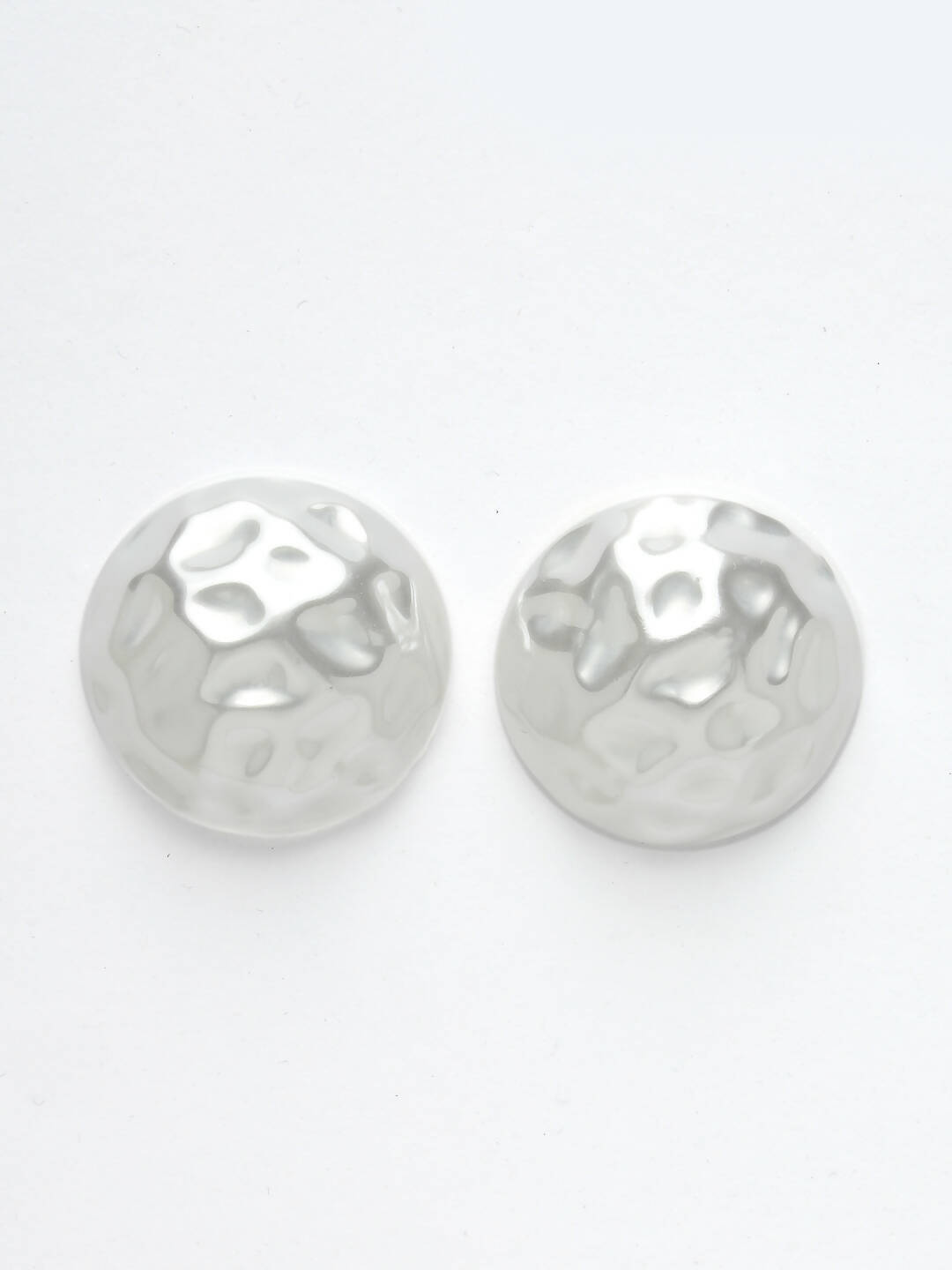 NVR Women's White Color Moon Stud Earrings