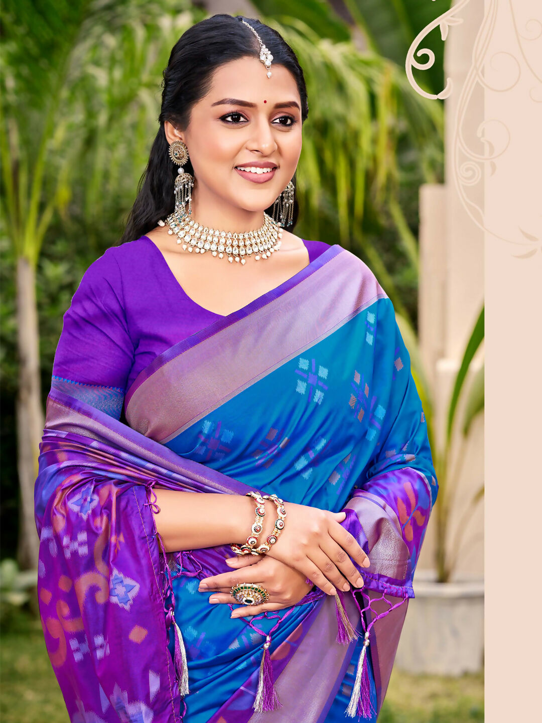 Shree Shyam Fashion Pochampalli Silk Blue Saree