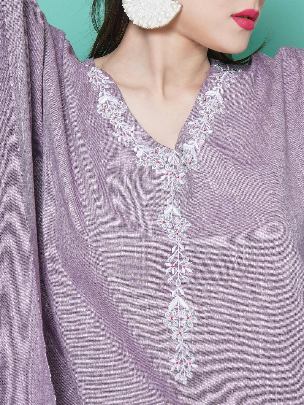 Women Republic Purple Cotton Kafttan With Palazzo