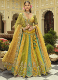 Vegaa Fashion Yellow Silk Embroidered & Art Mirror Work Wedding Wear Lehenga Choli