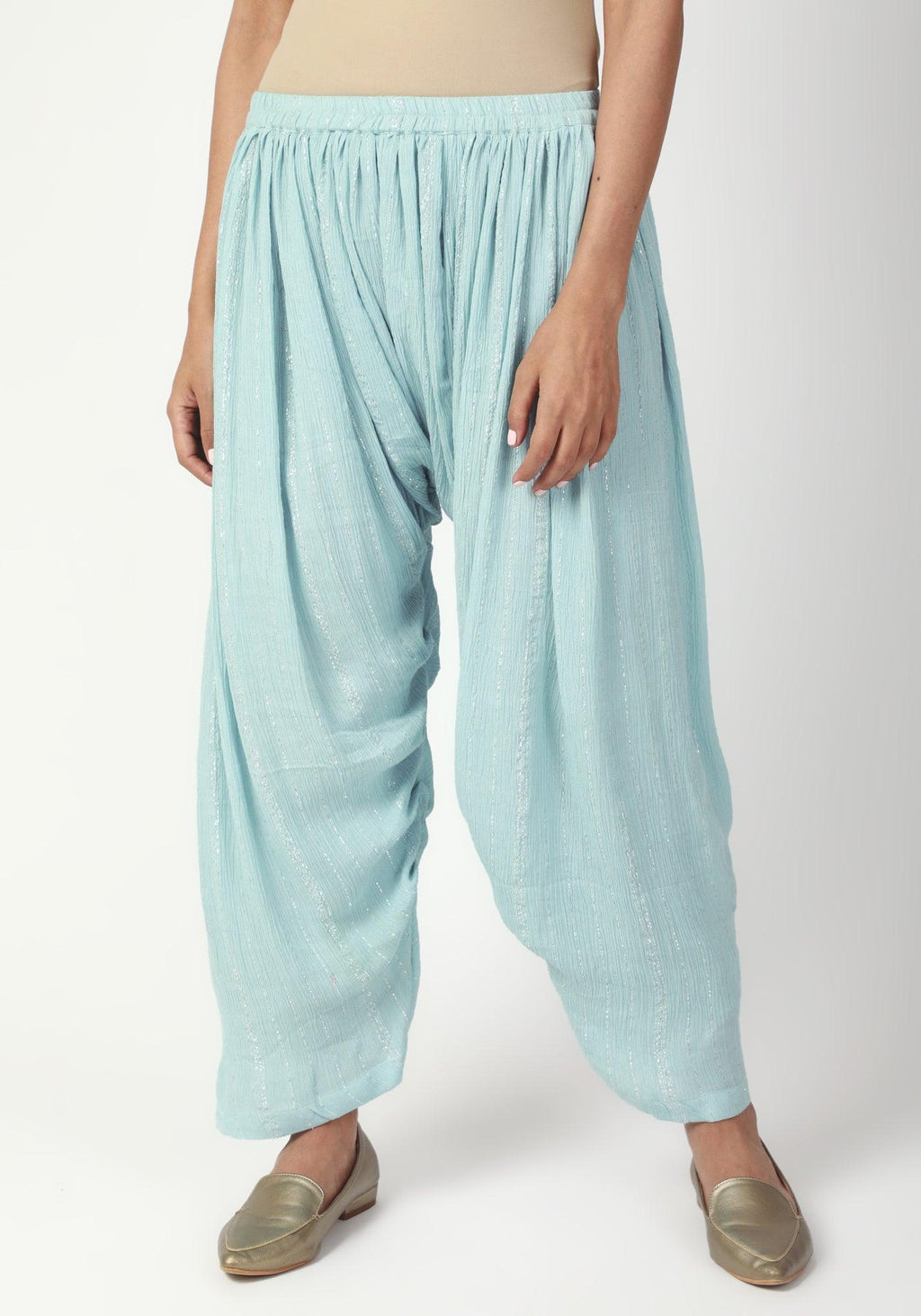 trueBrowns Blue Gota Slit Kurta-Ruffled Pant