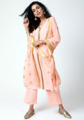 trueBrowns Peach Gota Kurta-Pant-Dupatta