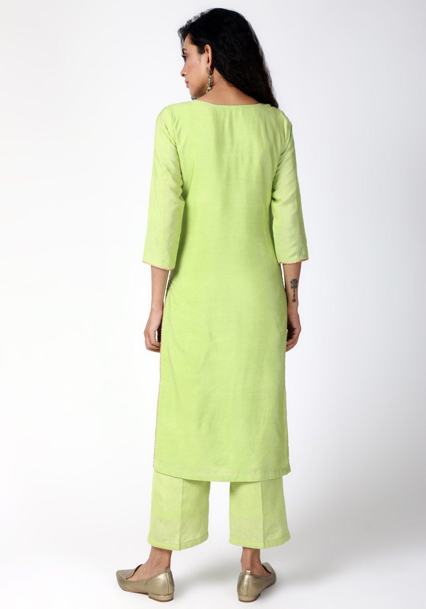 trueBrowns Green Gota Kurta-Pant-Dupatta