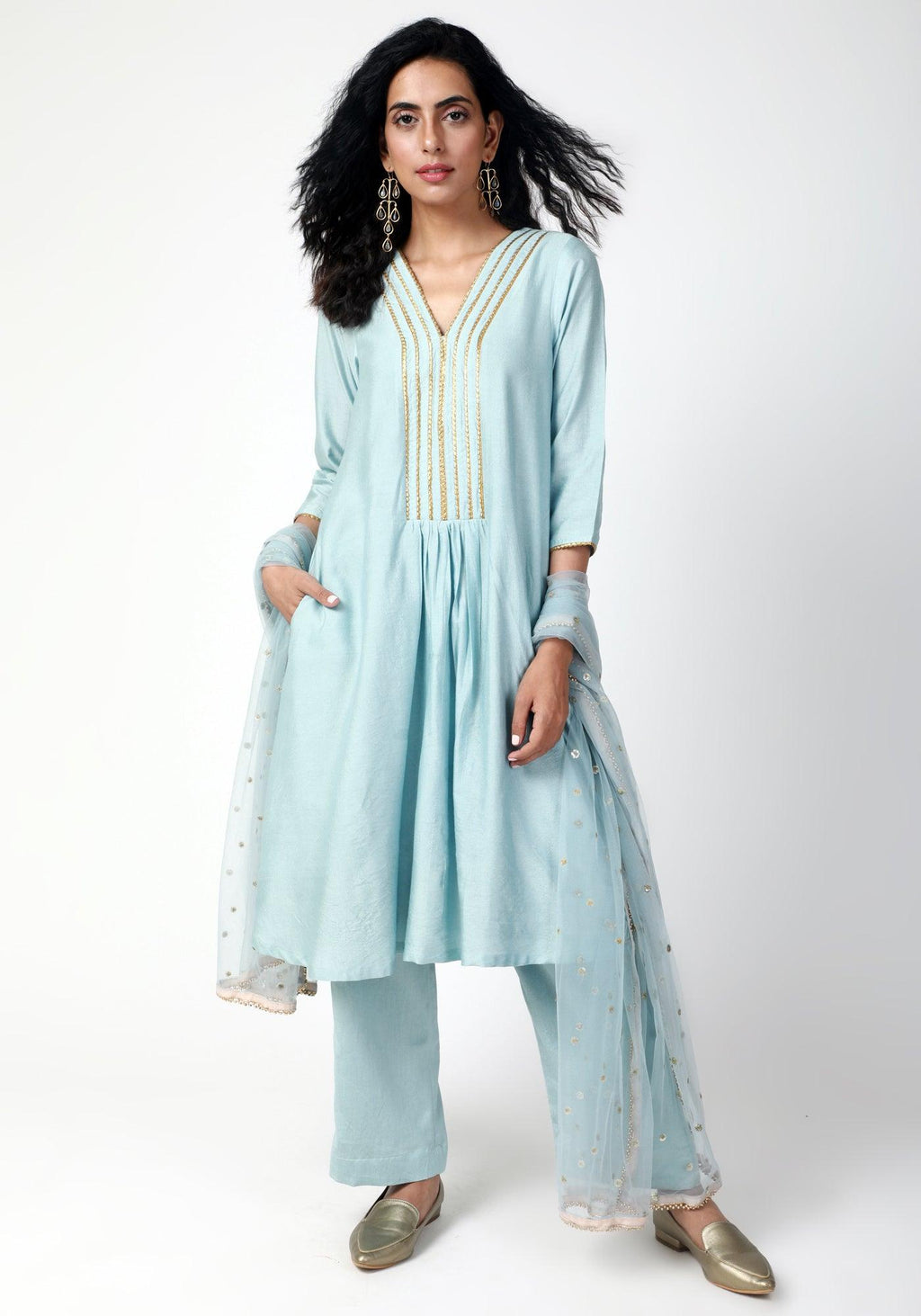 trueBrowns Blue Gota Kurta