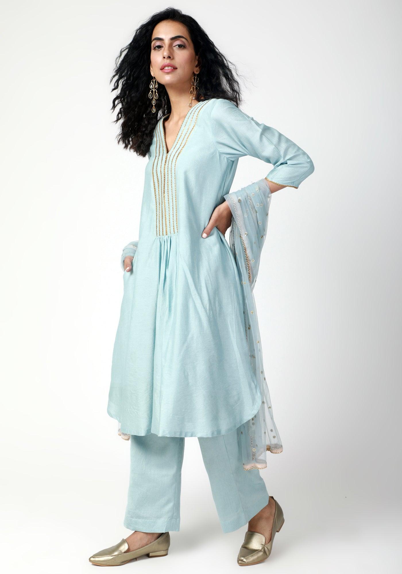 trueBrowns Blue Gota Kurta