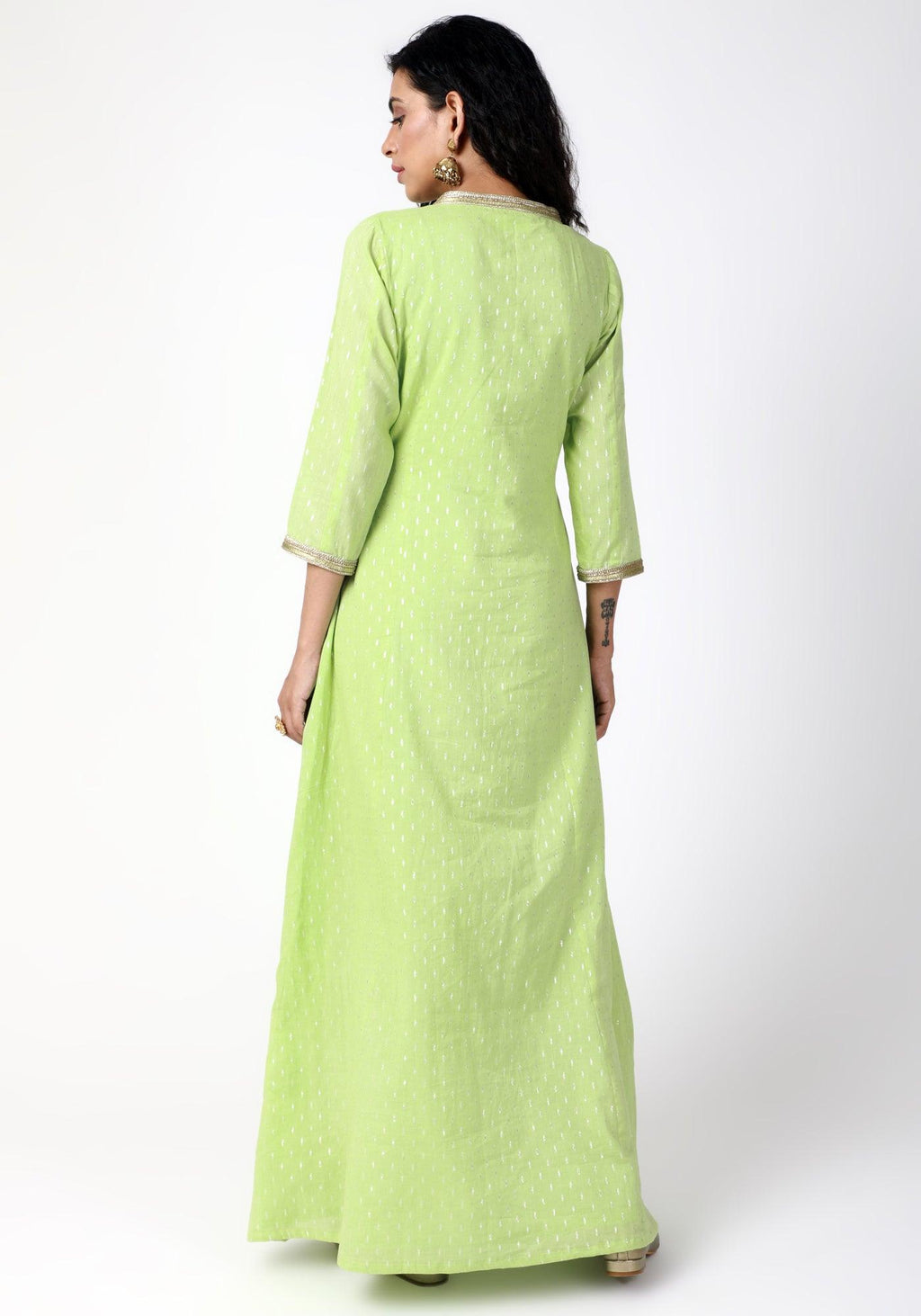 trueBrowns Green Lace Kurta-Pant-Dupatta