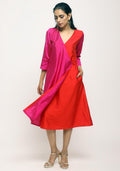 trueBrowns Pink Contrast Overlap Dress