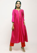 trueBrowns Pink Laced Kurta Set