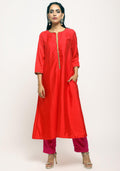trueBrowns Orange Laced Kurta Set