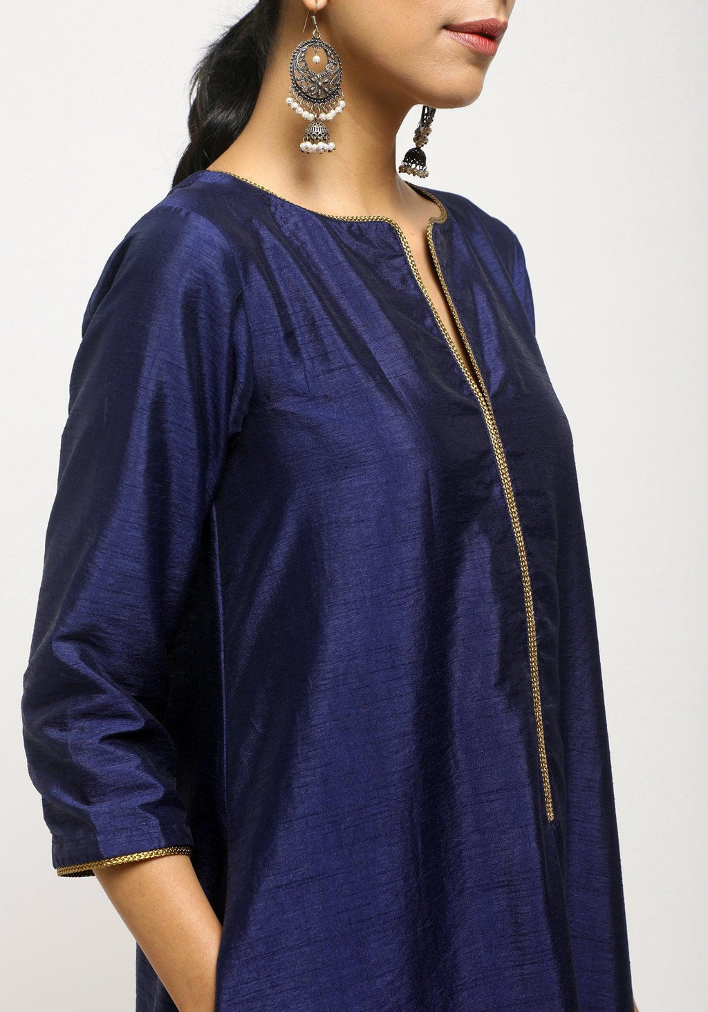 trueBrowns Blue Laced Kurta Set