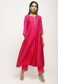 trueBrowns Pink Laced Kurta- Foil Pant