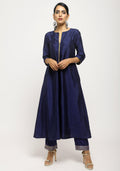 trueBrowns Blue Laced Kurta- Foil Pant