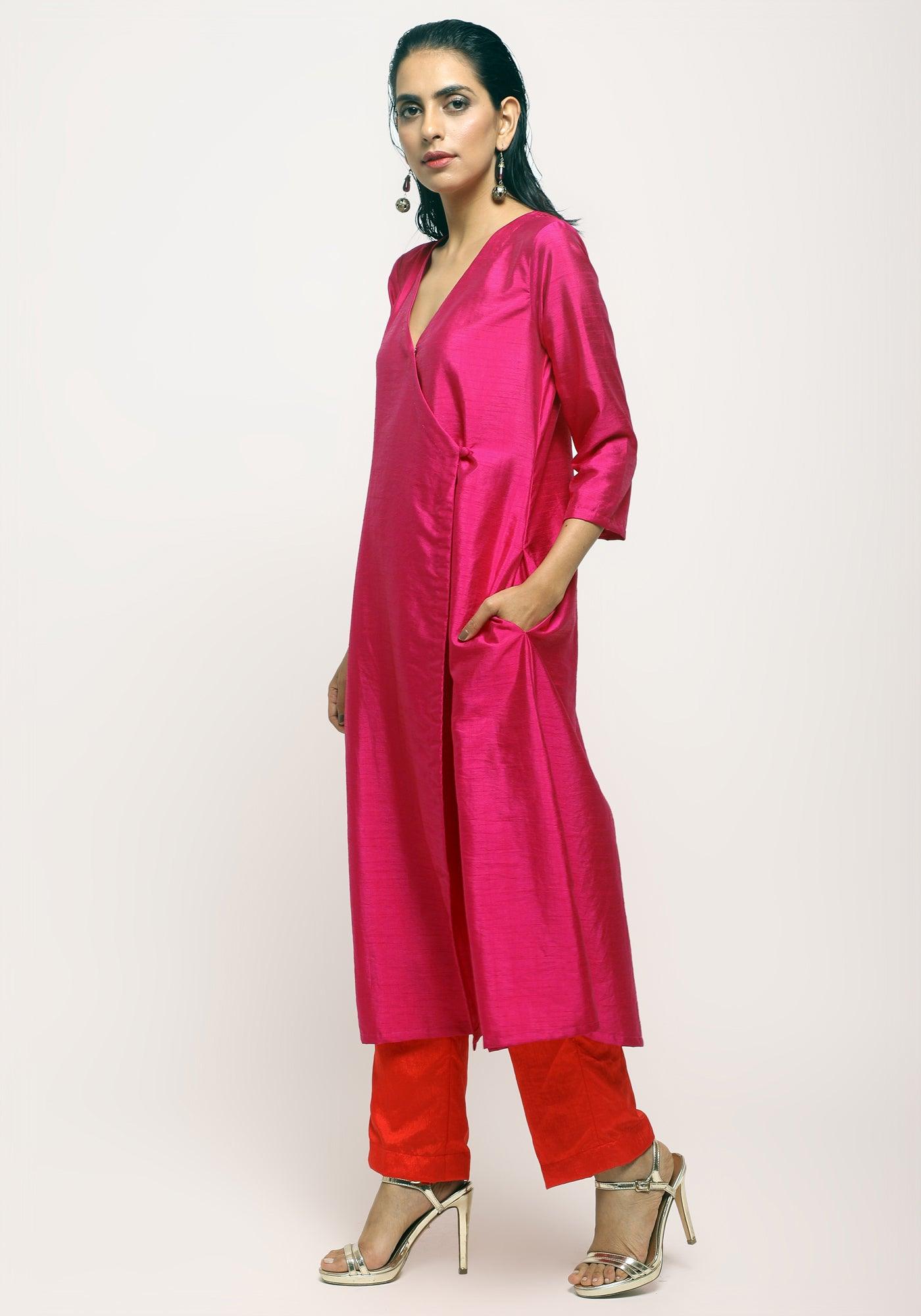 trueBrowns Pink Angrakha Set