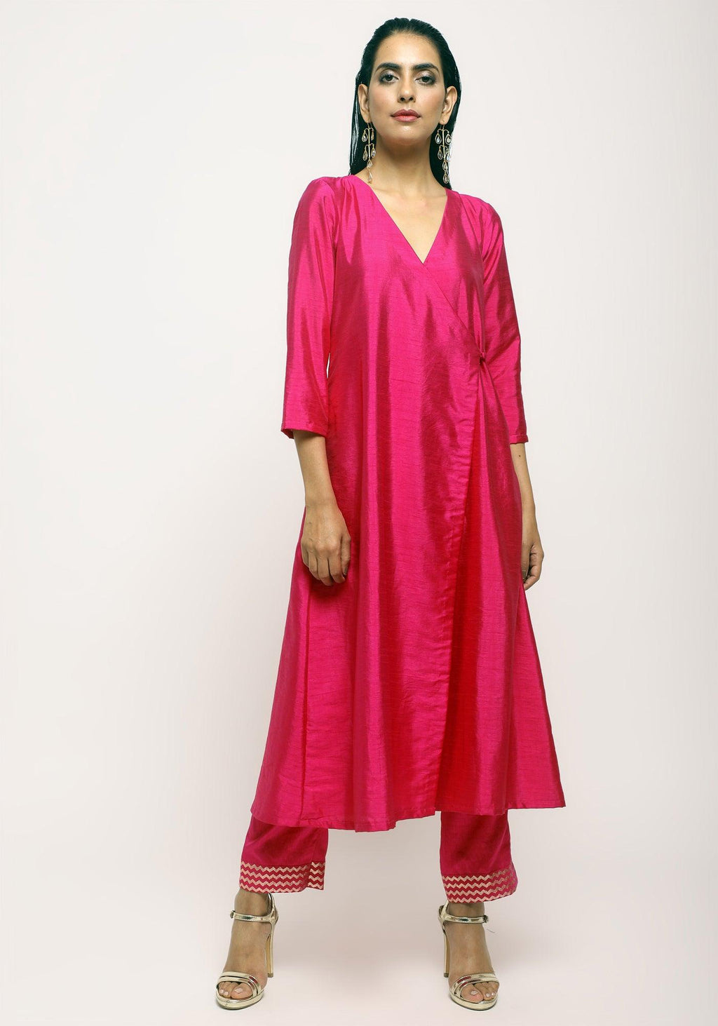 trueBrowns Pink Angrakha Foil Pant