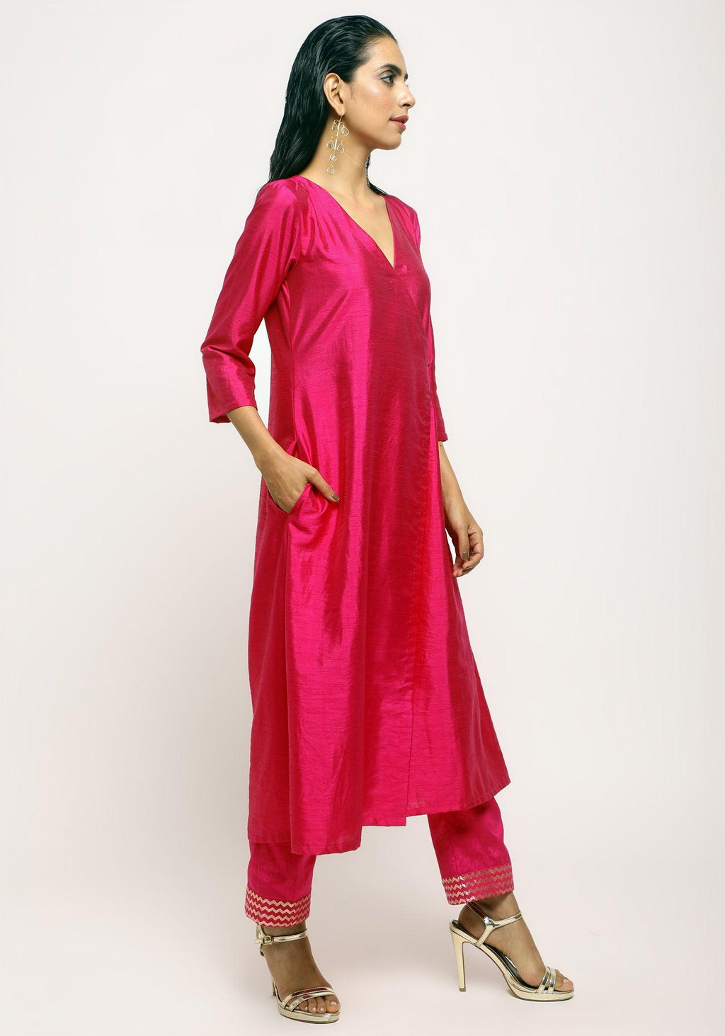trueBrowns Pink Angrakha Foil Pant