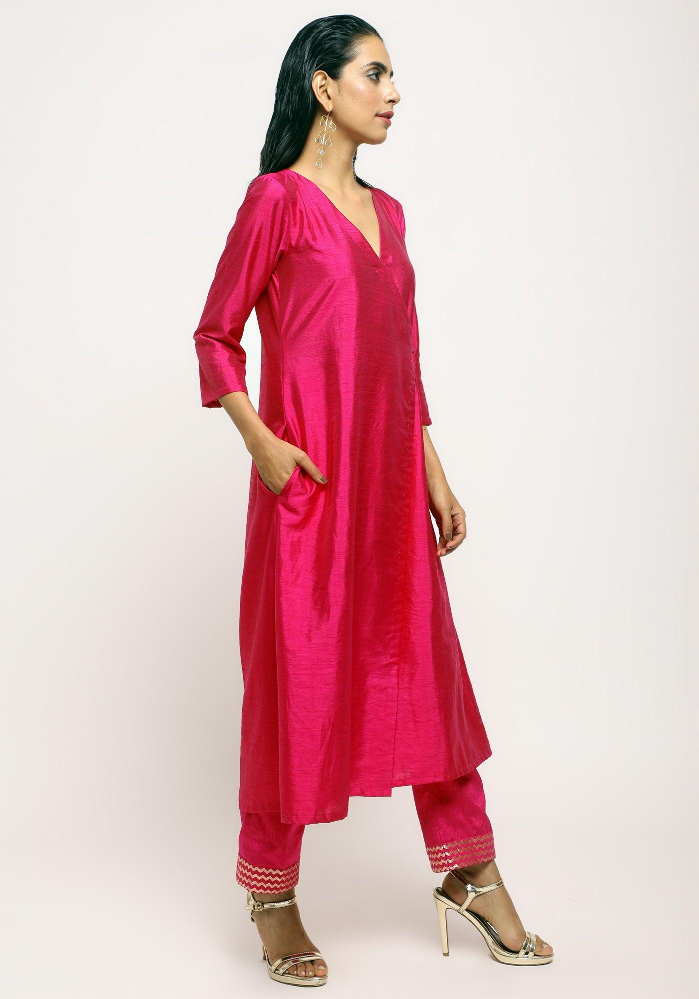 trueBrowns Pink Angrakha Foil Pant
