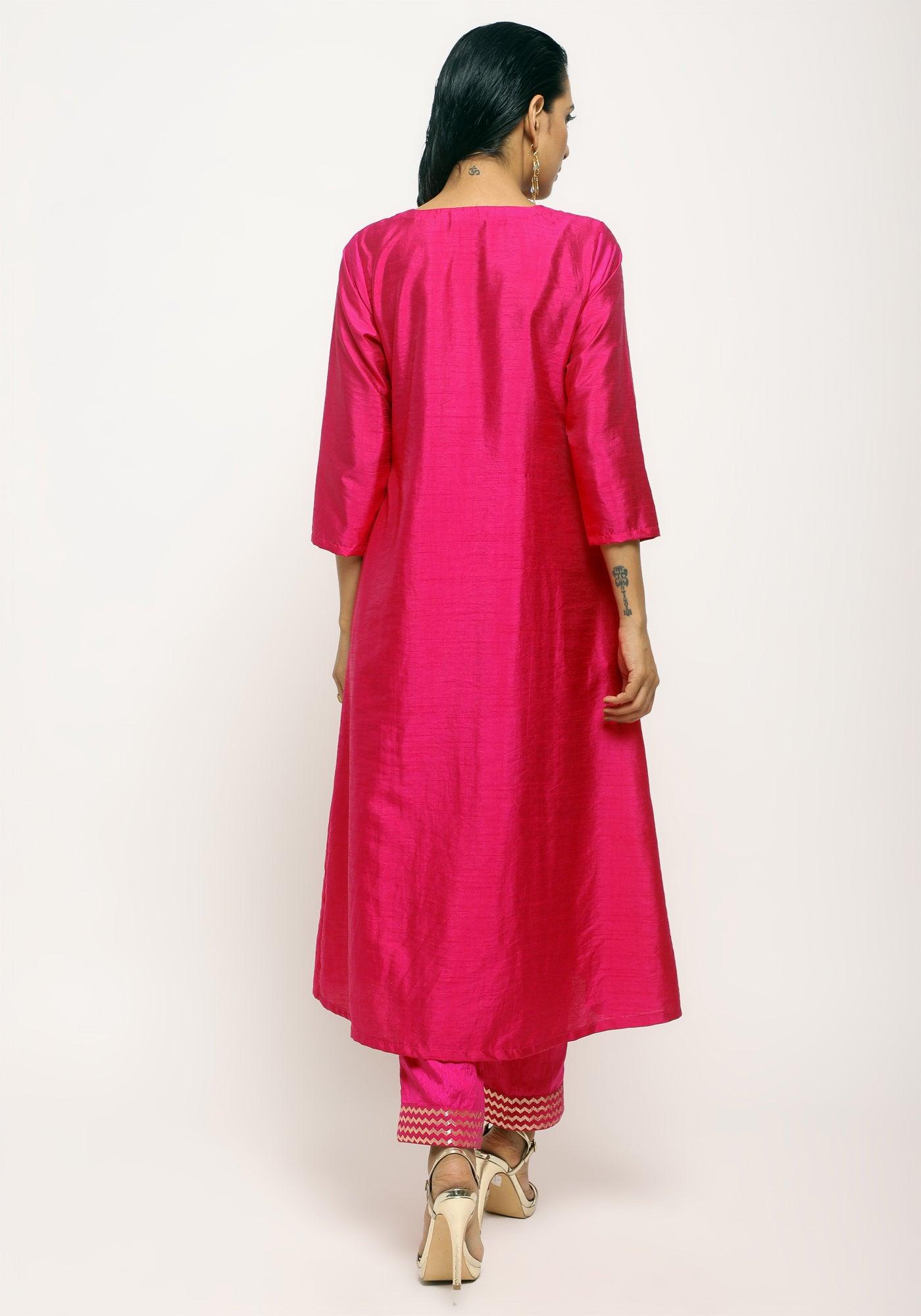 trueBrowns Pink Angrakha Foil Pant