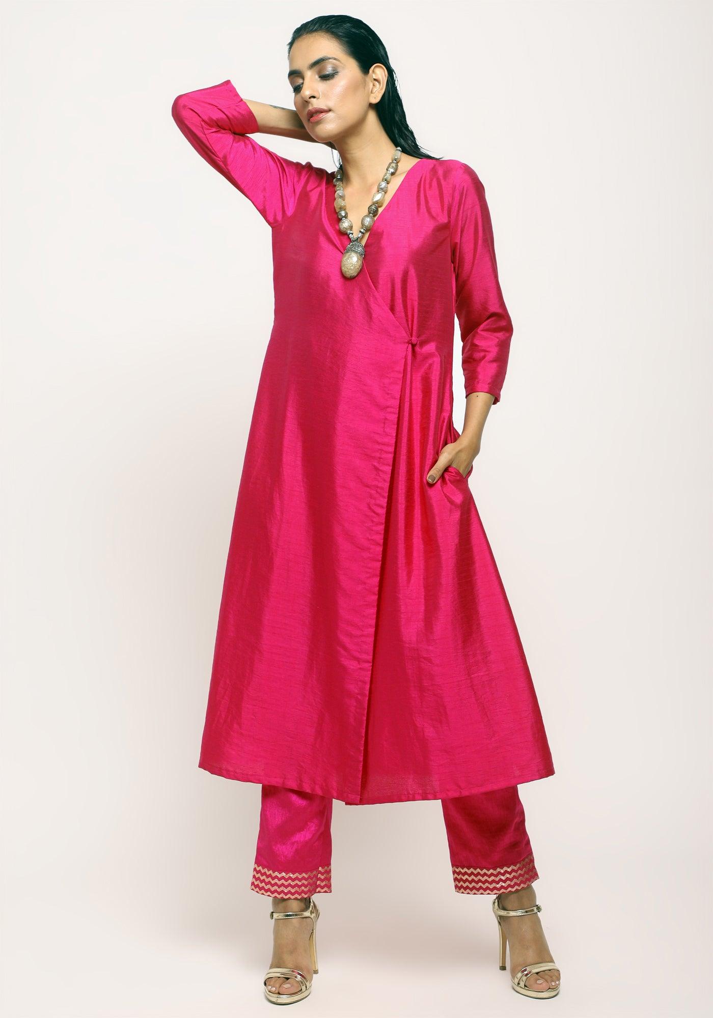 trueBrowns Pink Angrakha Foil Pant