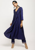 trueBrowns Blue Angrakha Foil Pant