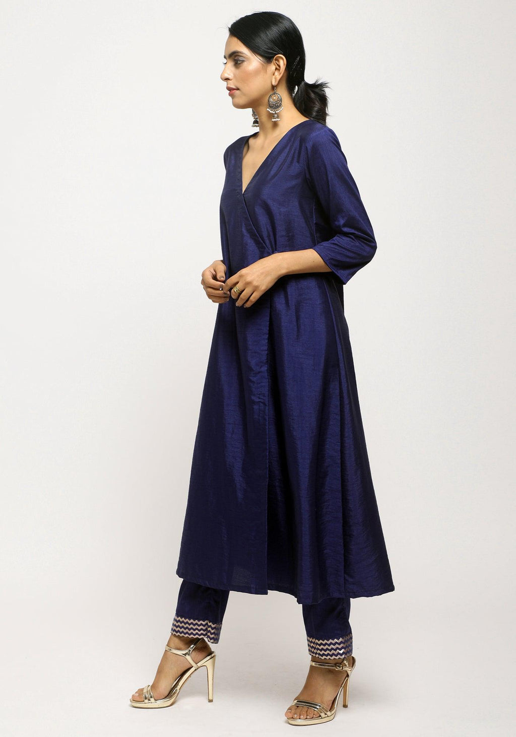 trueBrowns Blue Angrakha Foil Pant