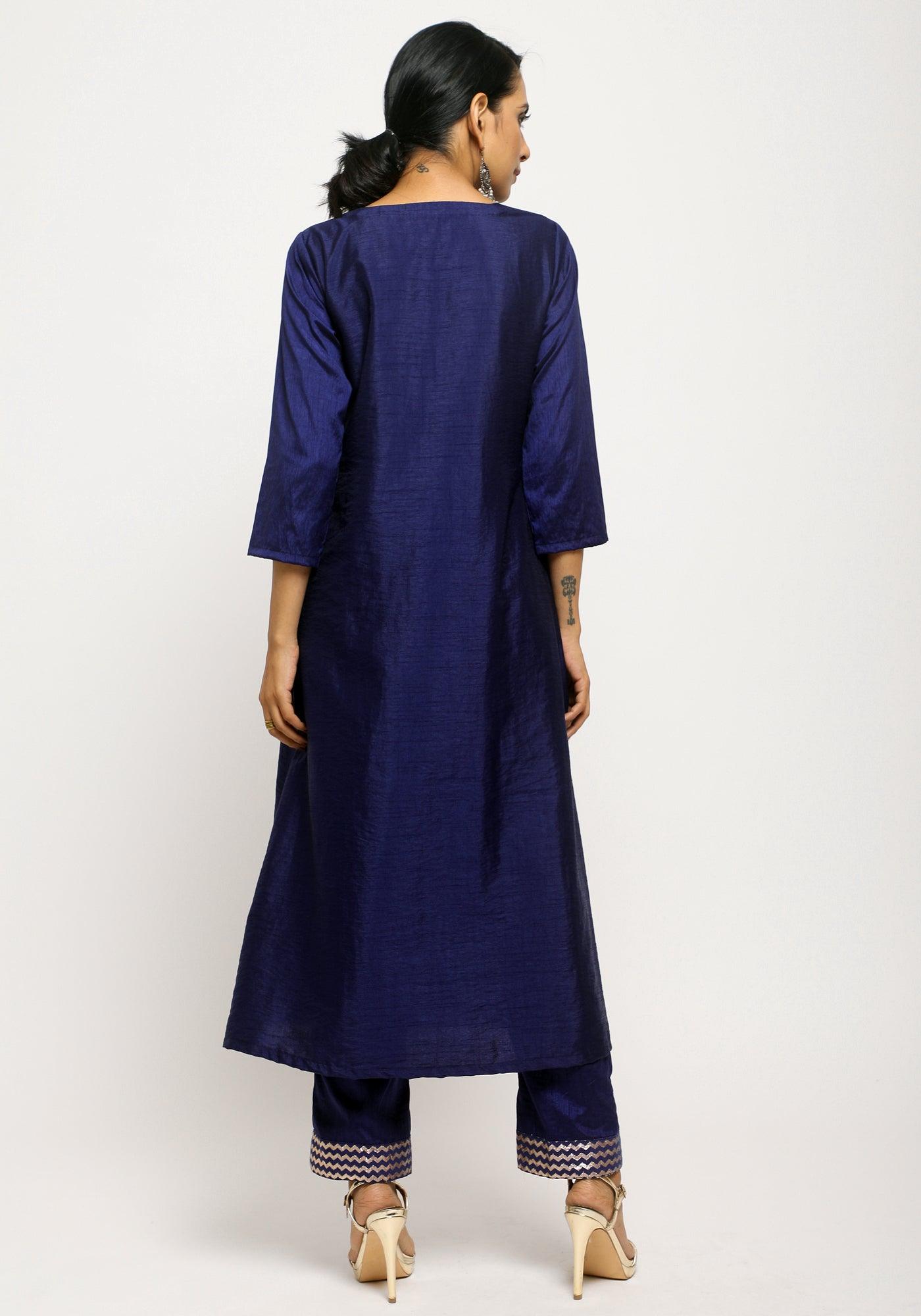 trueBrowns Blue Angrakha Foil Pant
