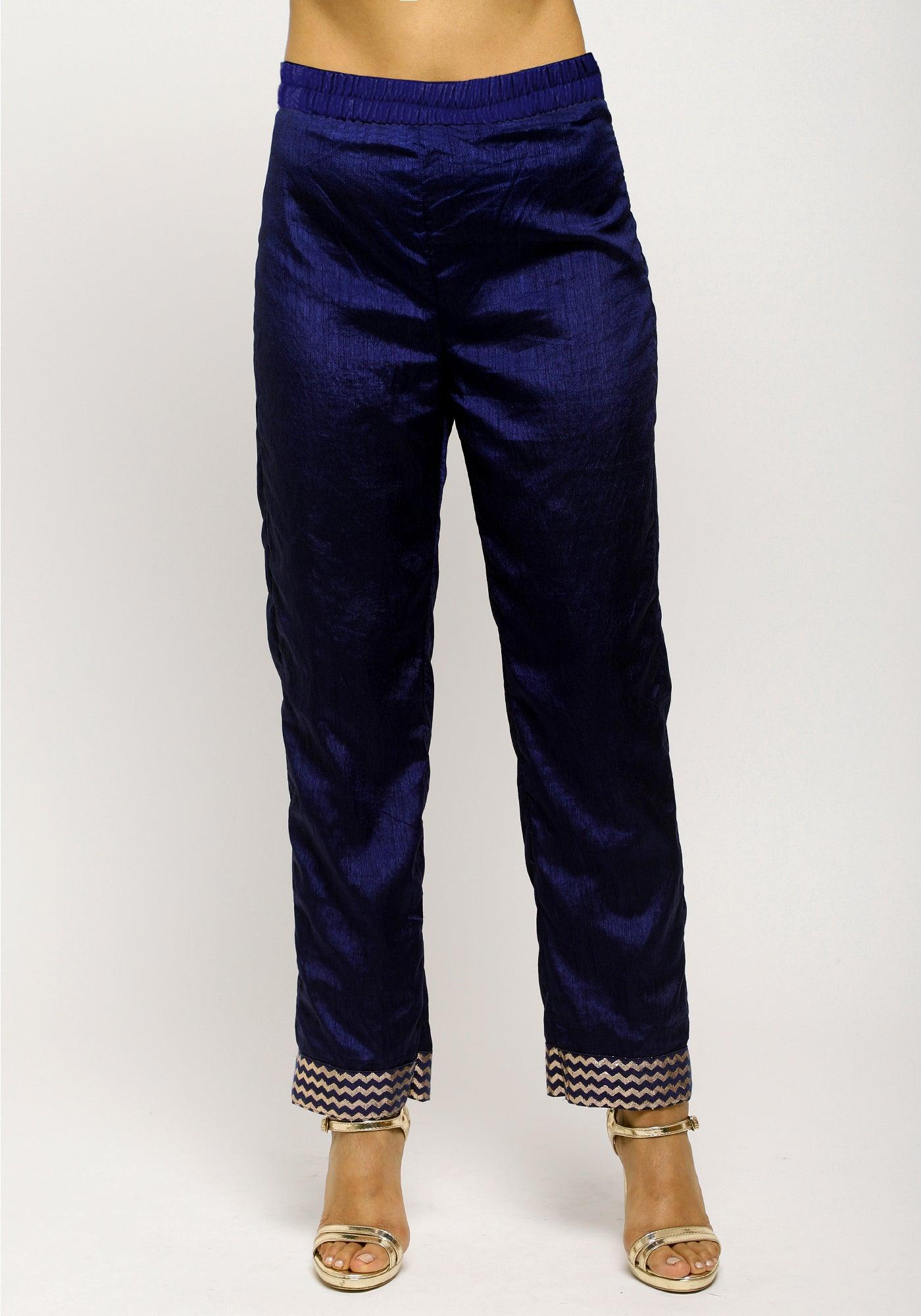trueBrowns Blue Angrakha Foil Pant