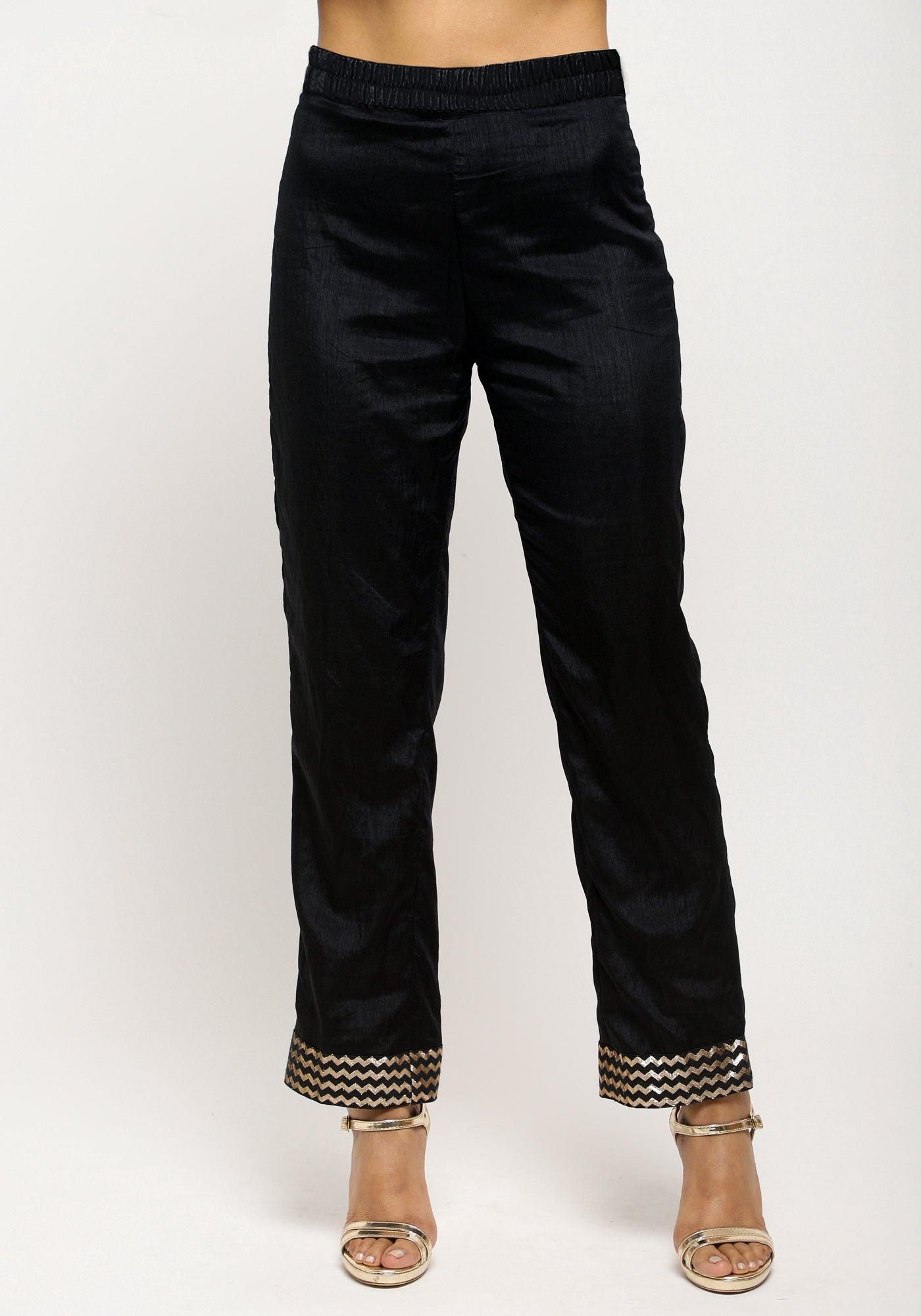 trueBrowns Black Angrakha Foil Pant