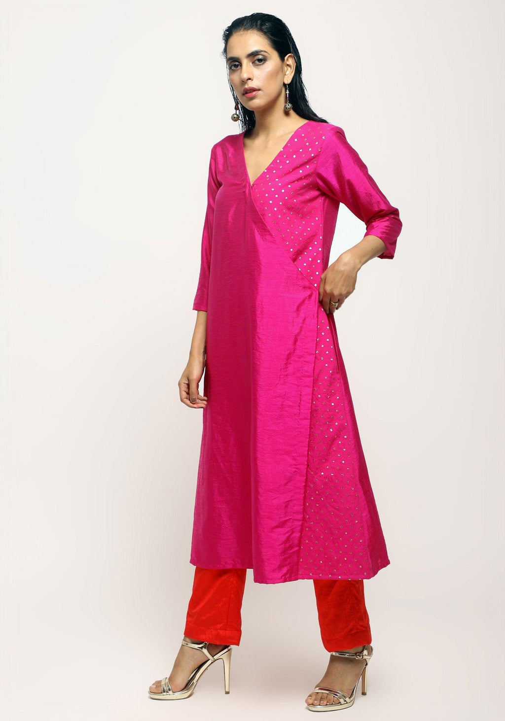 trueBrowns Pink Foil Angrakha Set
