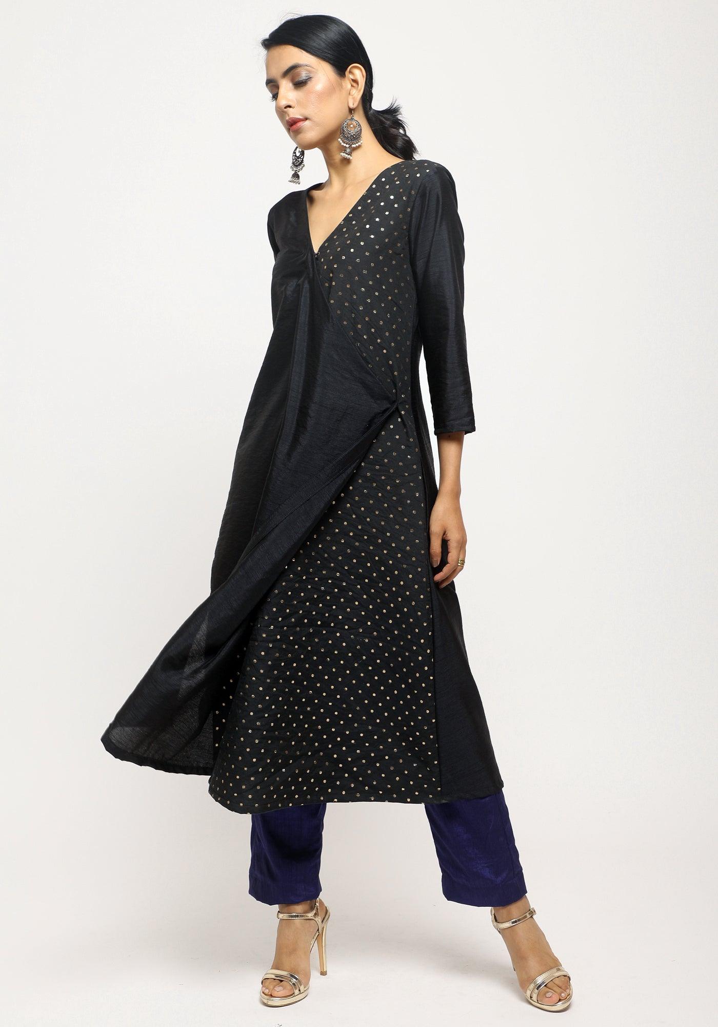trueBrowns Black Foil Angrakha Set
