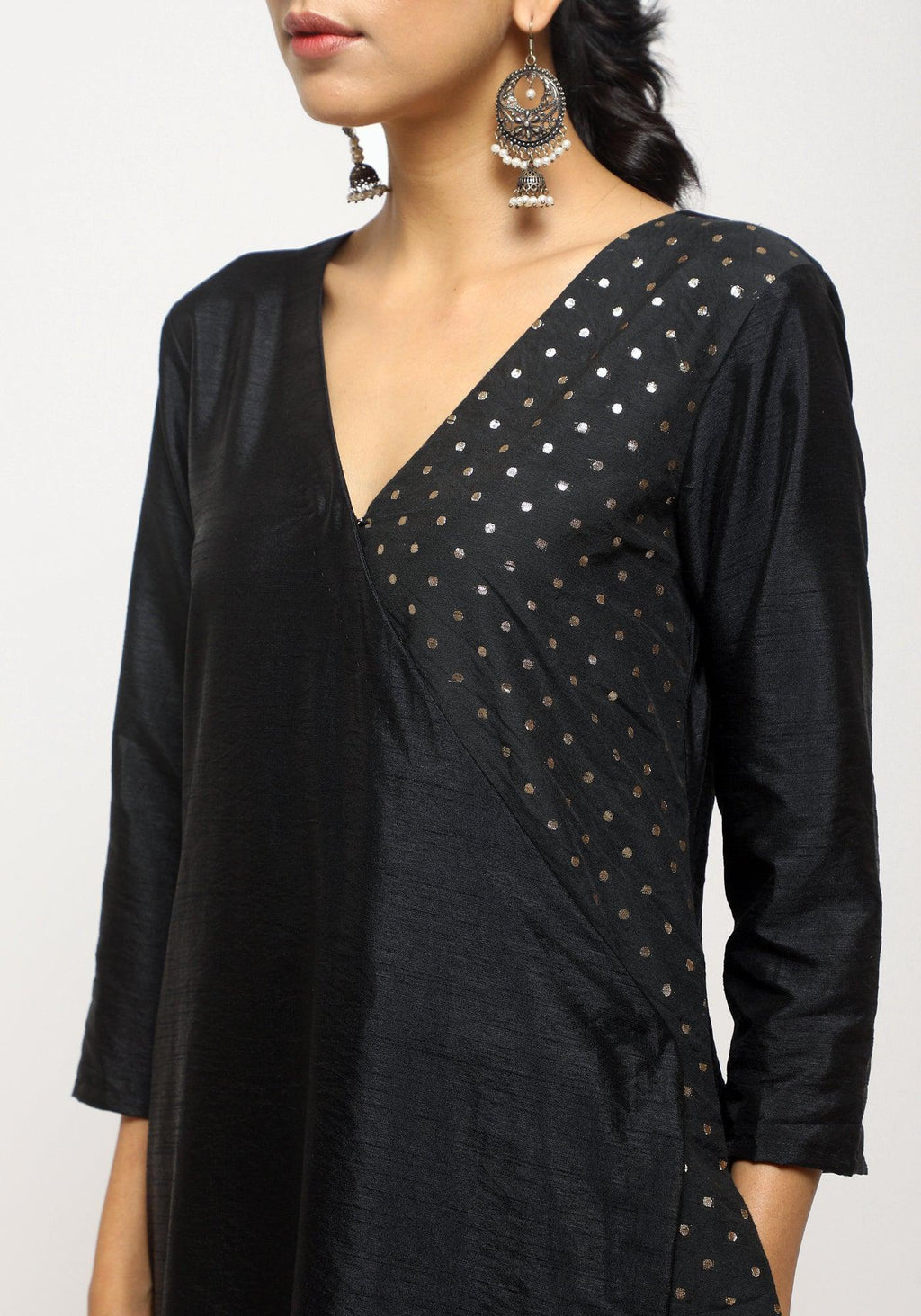 trueBrowns Black Foil Angrakha Set