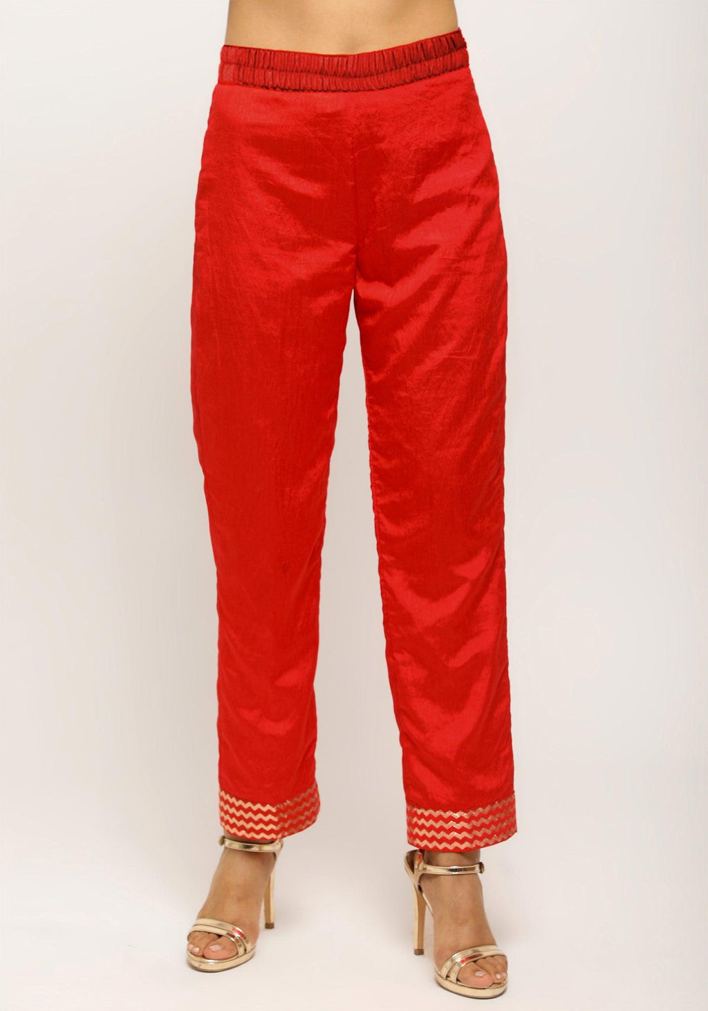 trueBrowns Orange Foil High Slit- Foil Pant