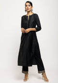 trueBrowns Black Foil High Slit- Foil Pant