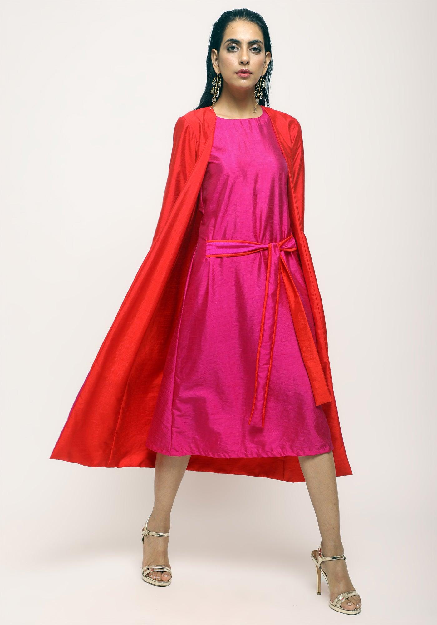 trueBrowns Orange Pink Silk Jacket