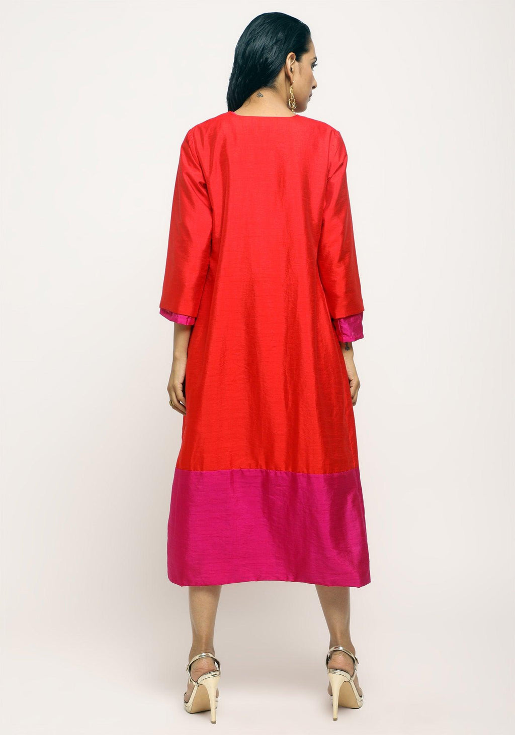 trueBrowns Orange Pink Silk Jacket