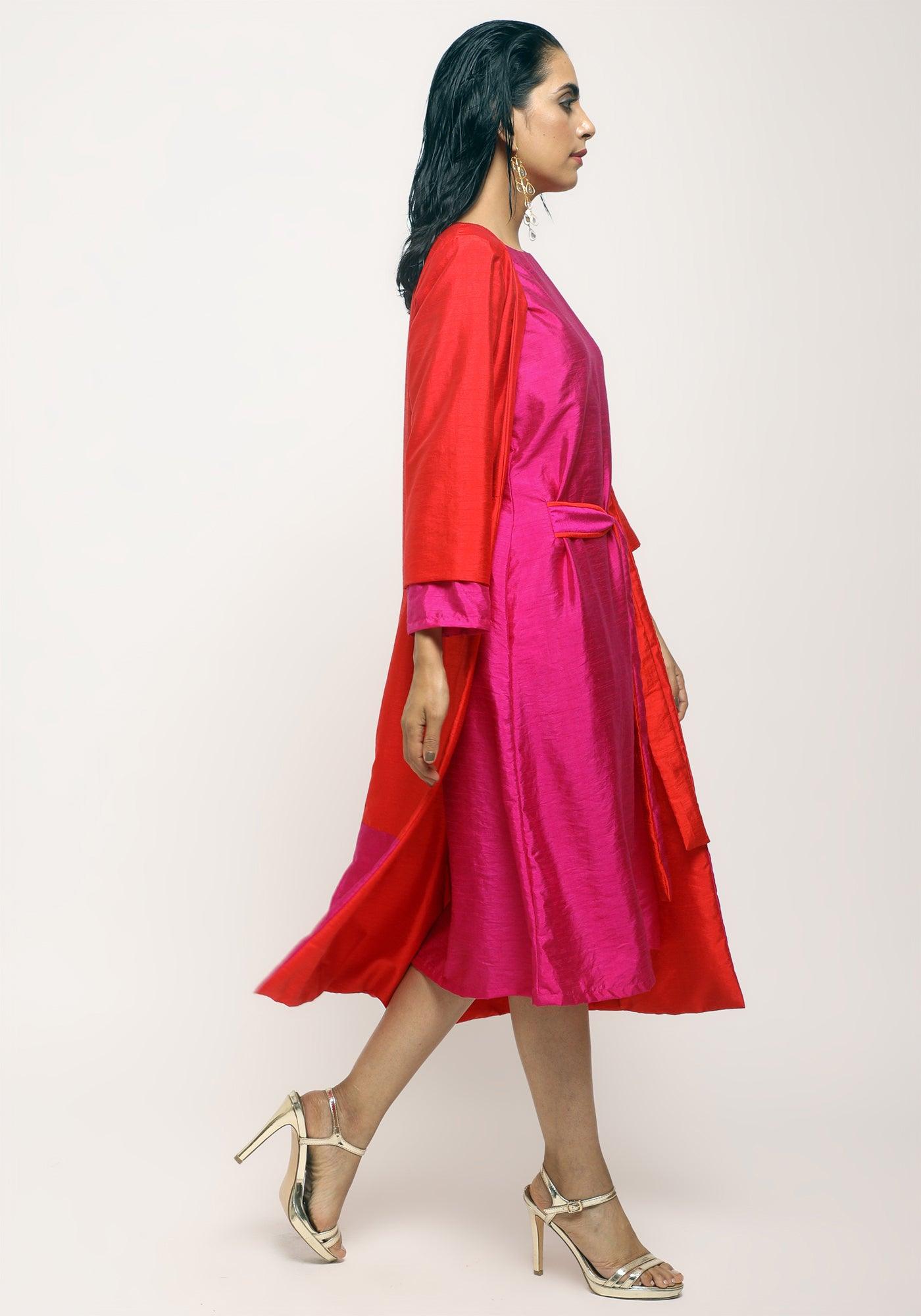 trueBrowns Orange Pink Jacket Dress Set