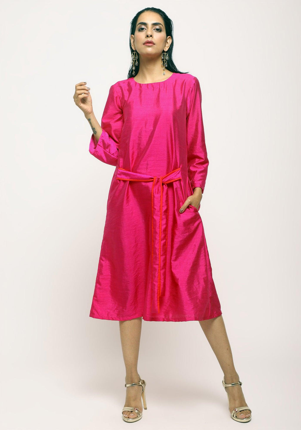trueBrowns Orange Pink Jacket Dress Set