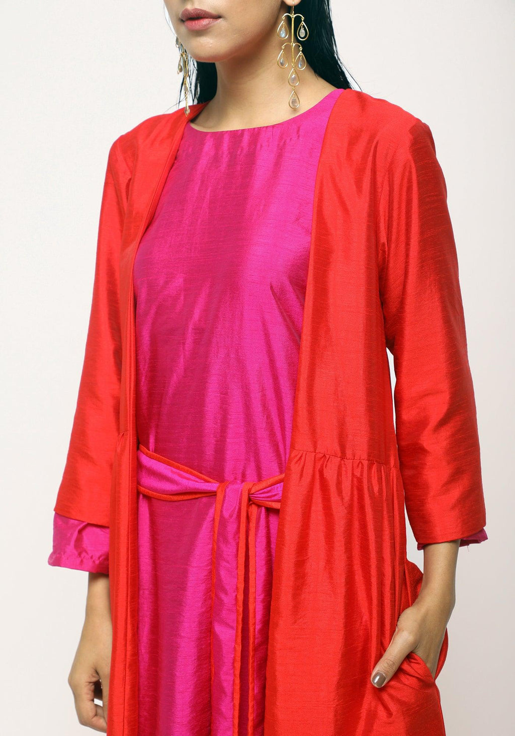 trueBrowns Orange Pink Jacket Dress Set
