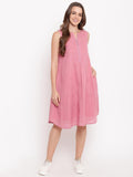 trueBrowns Pink Pin-Tucks Dress