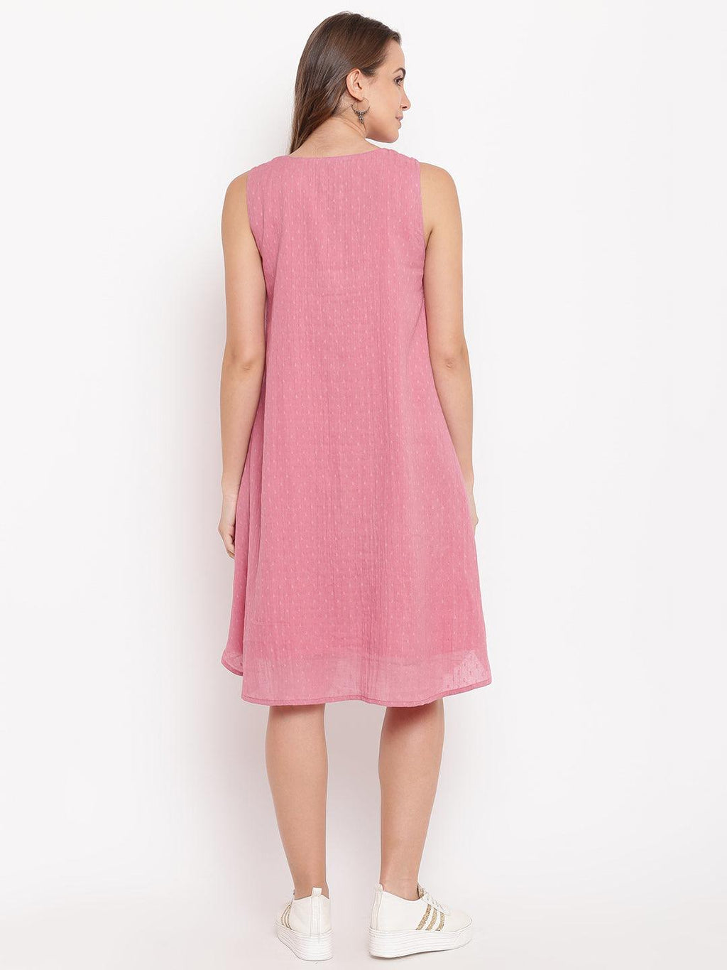 trueBrowns Pink Pin-Tucks Dress