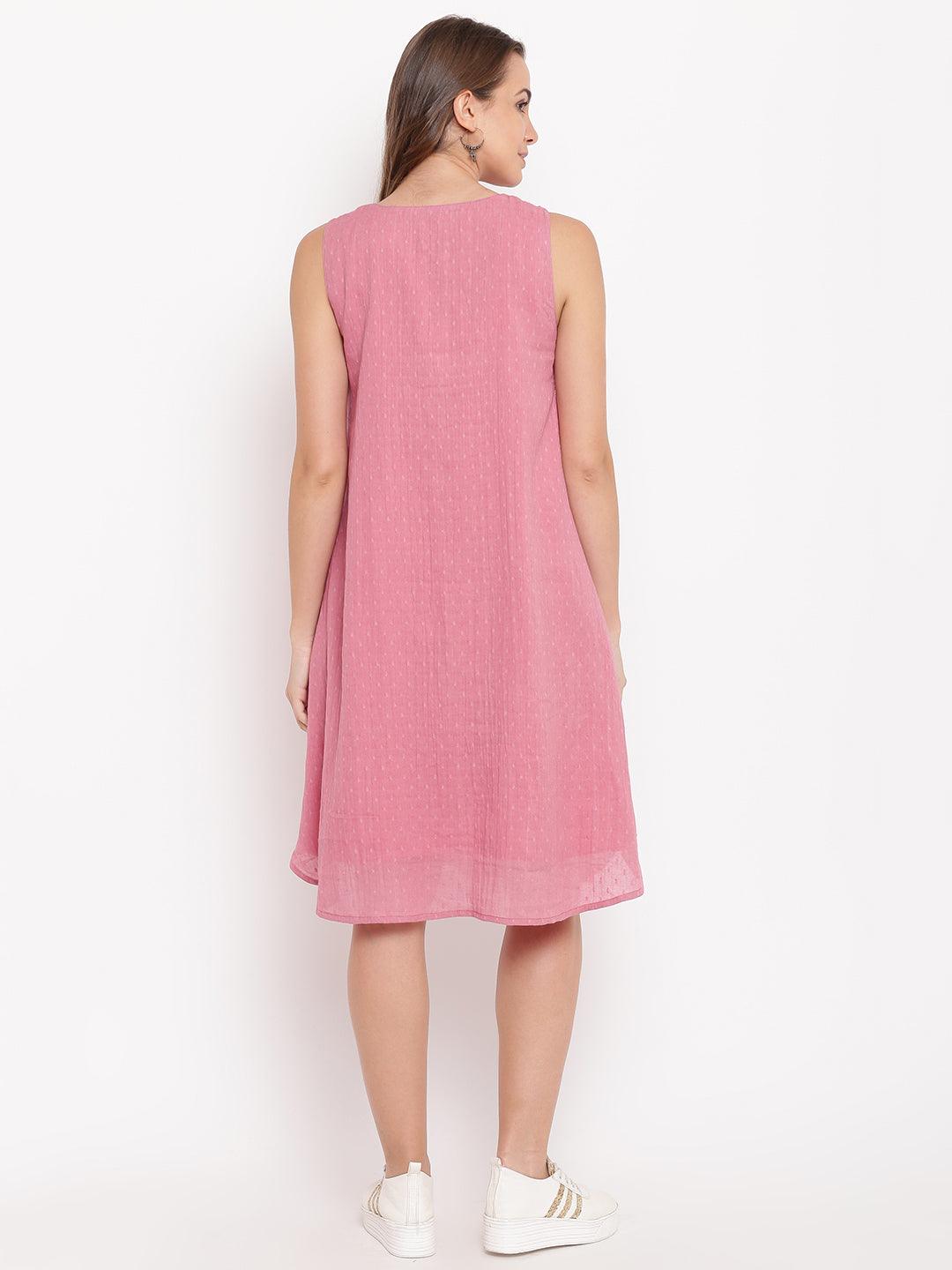 trueBrowns Pink Pin-Tucks Dress