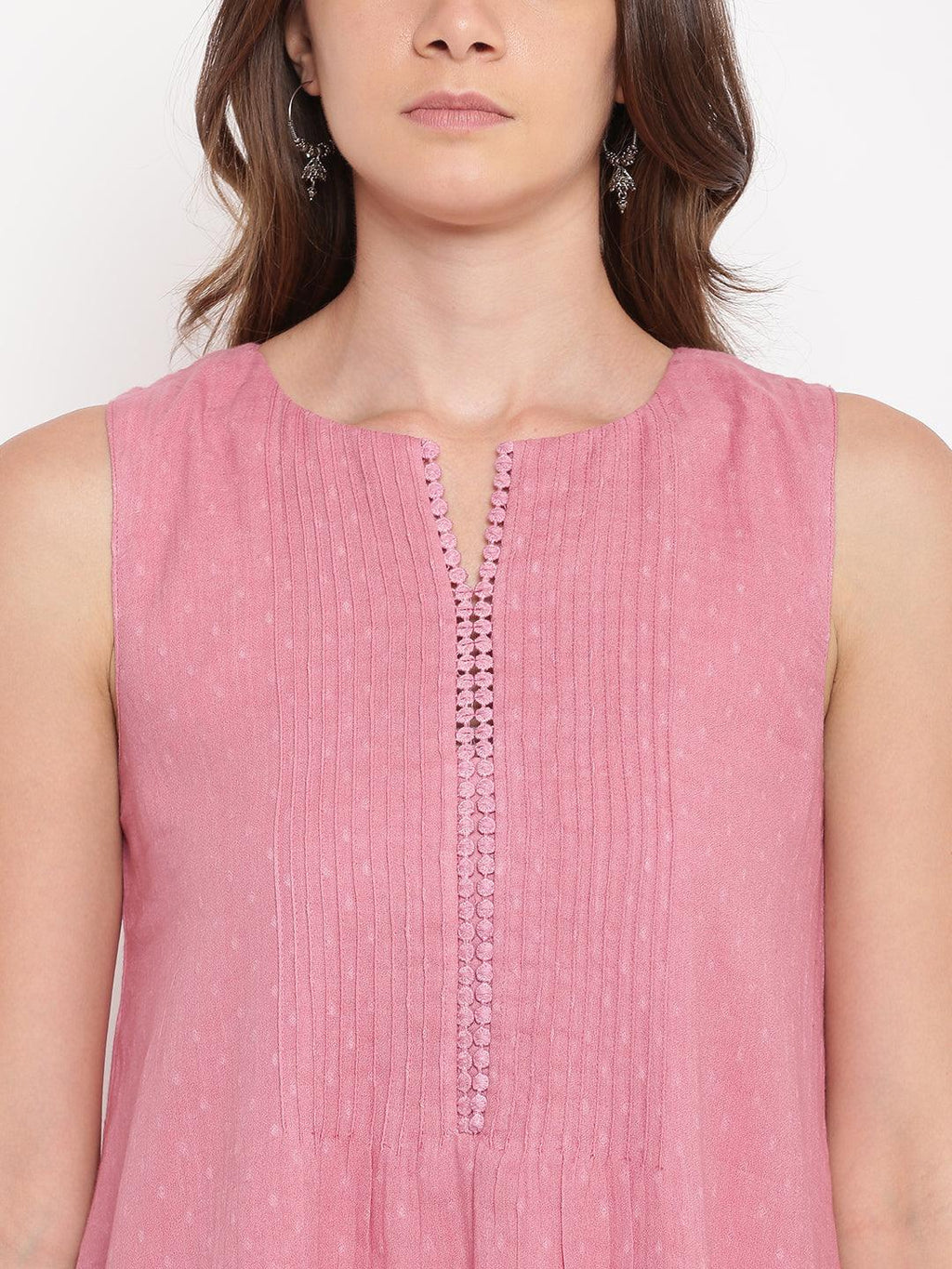 trueBrowns Pink Pin-Tucks Dress
