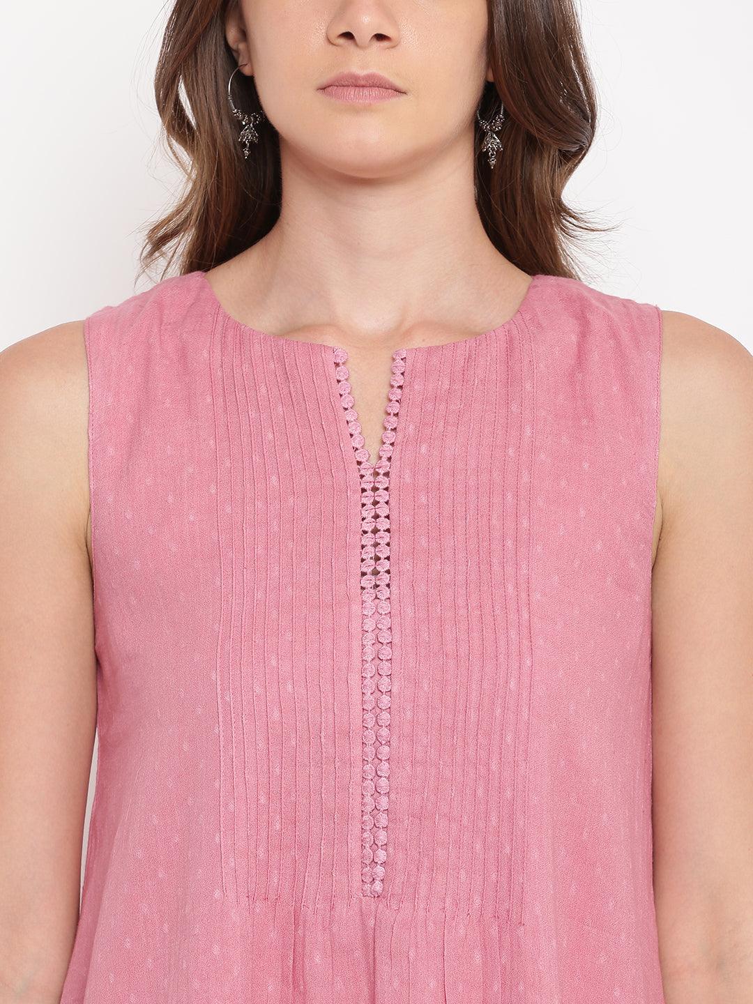 trueBrowns Pink Pin-Tucks Dress