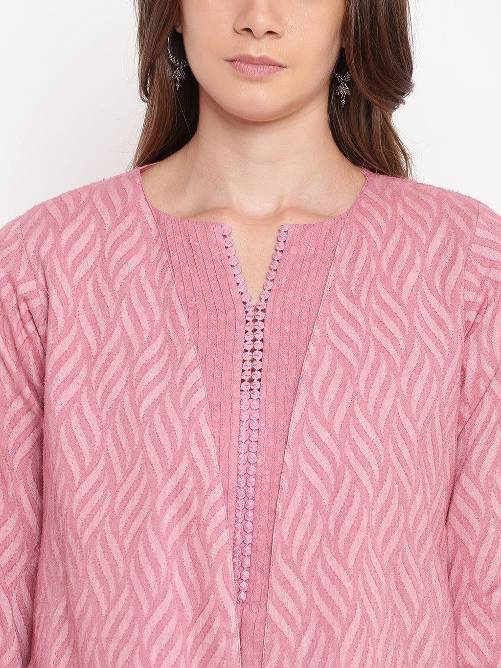 trueBrowns Pink Pin-Tucks Dress Reversible Jacket