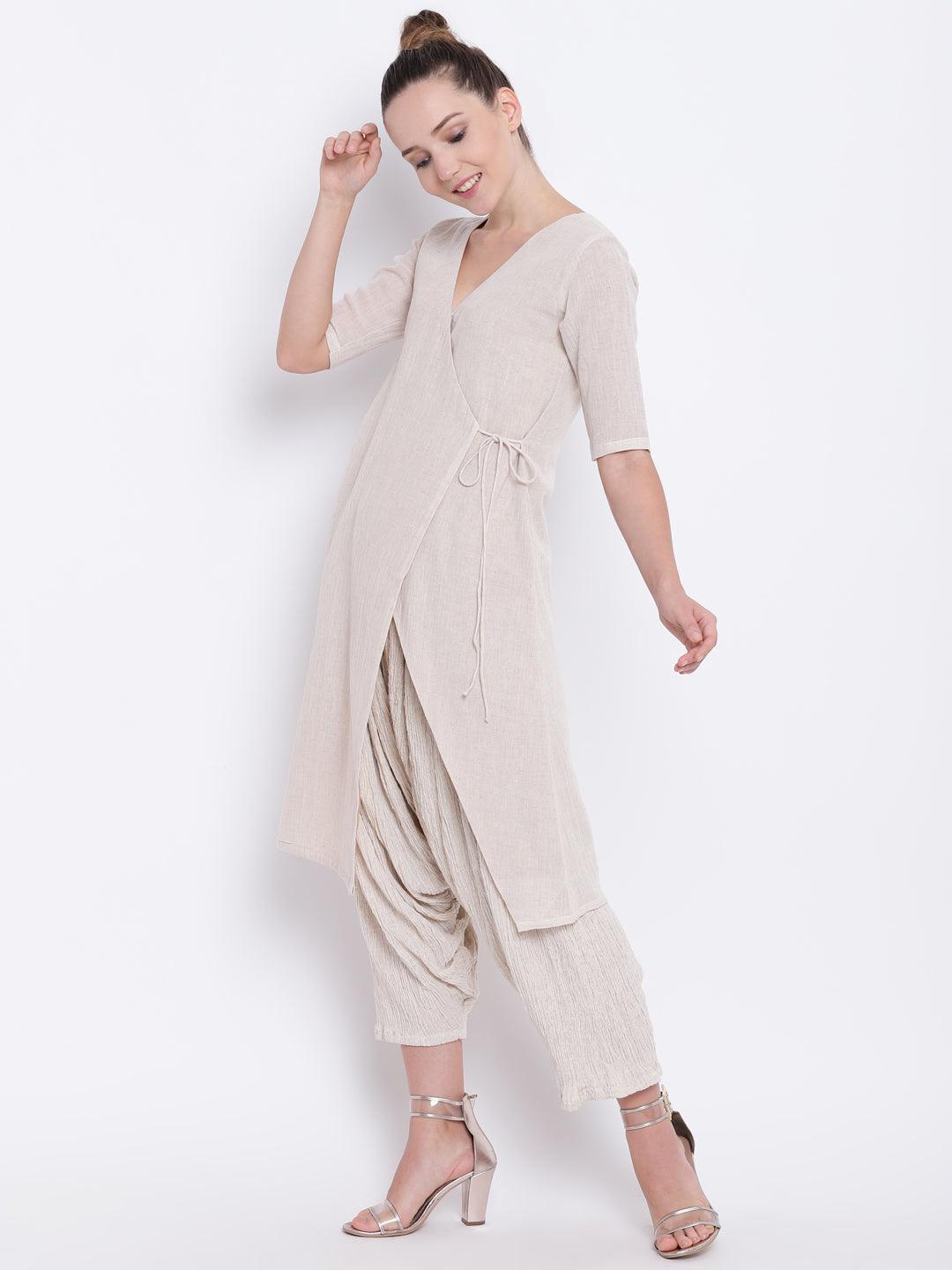 trueBrowns Beige Pure Cotton Angrakha