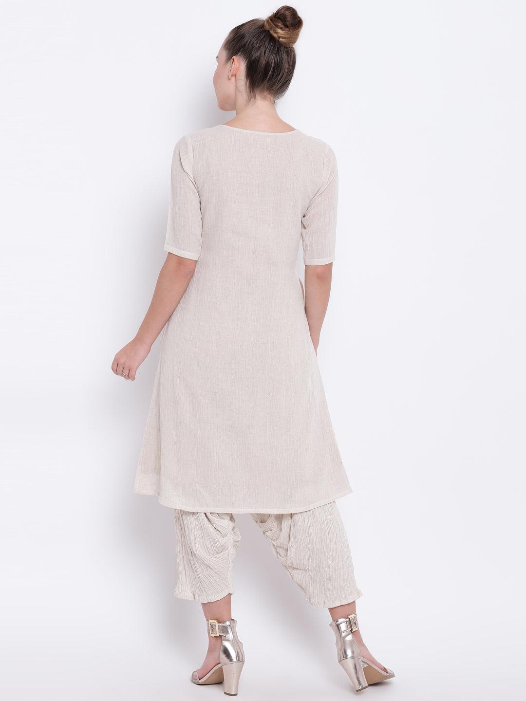 trueBrowns Beige Pure Cotton Angrakha