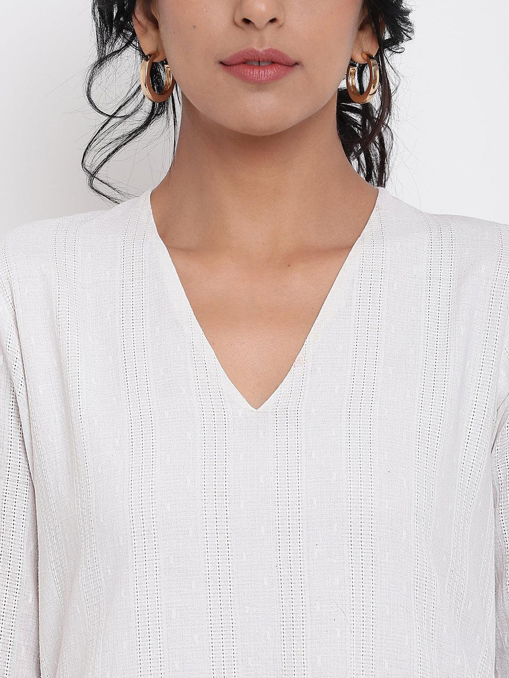 trueBrowns White Dobby Kurta Set