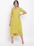 trueBrowns Green Cotton Angrakha Kurta Set | Relove